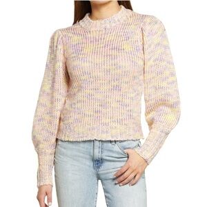 All in Favor Pastel Marled Knit Sweater Pink Purple Yellow Small NWT New